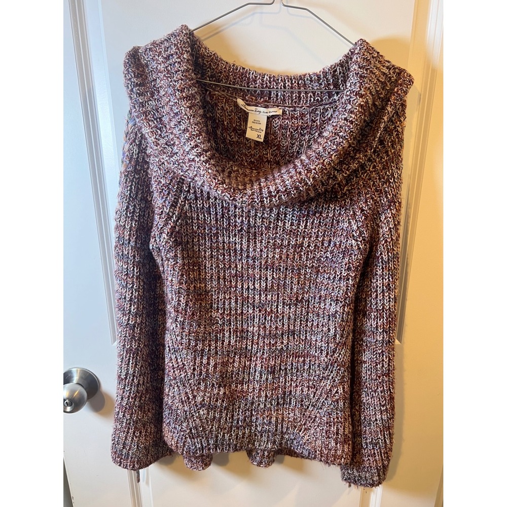 American Rag Womens Sweater Chunky Cowl‎ Neck Marled Multicolor XL